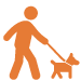 Silhouette of person  walking a dog