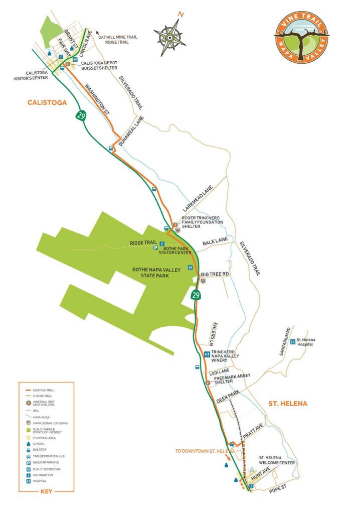 Calistoga to St Helena Map