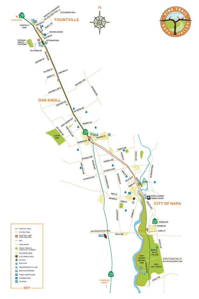 Yountville to Napa Map