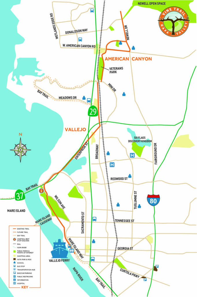 Napa to Vallejo Map