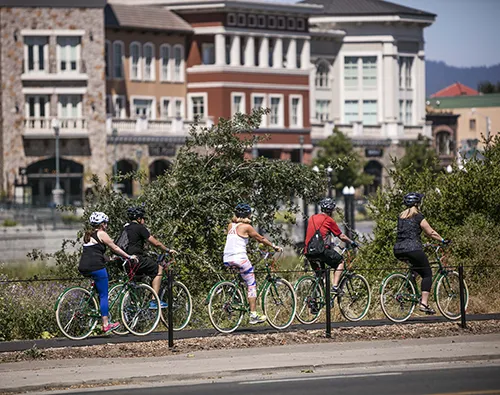 vine trail cyclists, napa riverfront 